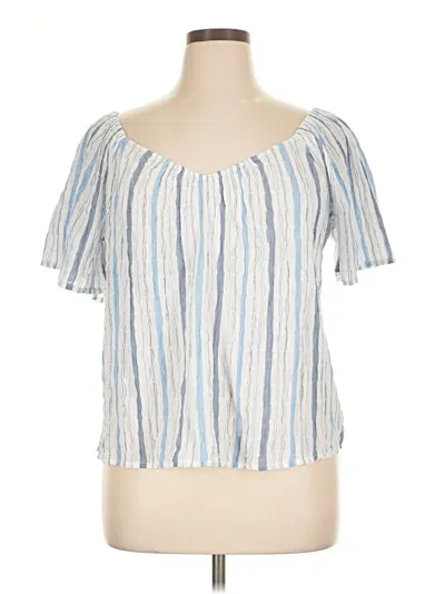 Pre-owned Ann Taylor Loft Short Sleeve Blouse In Blue