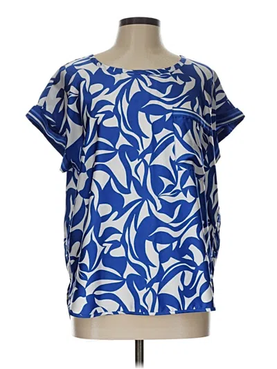 Pre-owned Ann Taylor Loft Short Sleeve Blouse In Blue