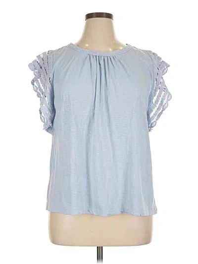 Pre-owned Ann Taylor Loft Short Sleeve Blouse In Blue