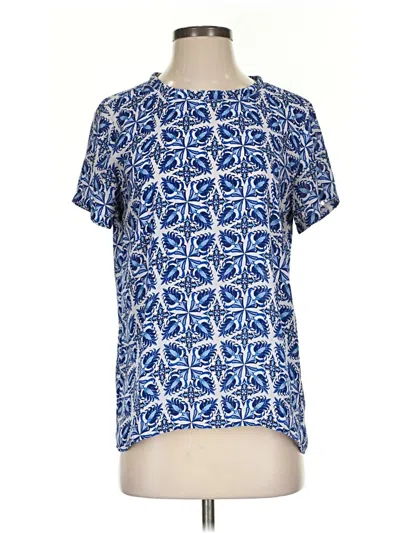 Pre-owned Ann Taylor Loft Short Sleeve Blouse In Blue