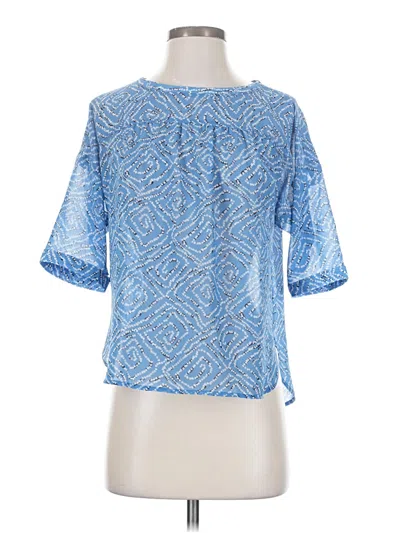 Pre-owned Ann Taylor Loft Short Sleeve Blouse In Blue
