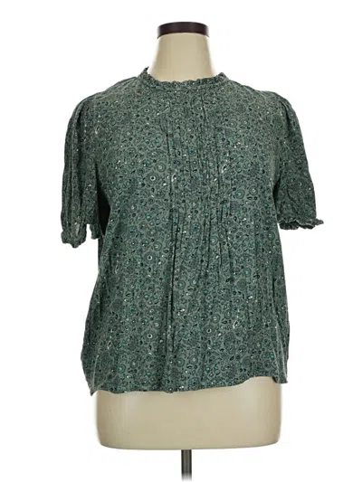 Pre-owned Ann Taylor Loft Short Sleeve Blouse In Blue