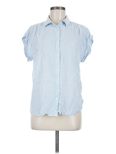 Pre-owned Ann Taylor Loft Short Sleeve Blouse In Blue