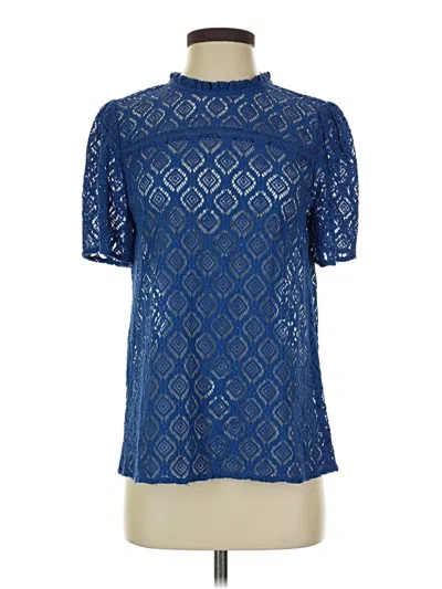 Pre-owned Ann Taylor Loft Short Sleeve Blouse In Blue