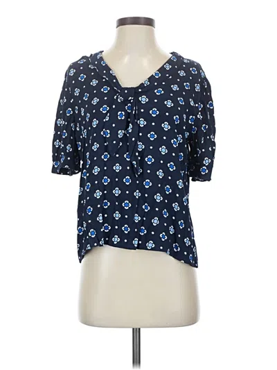 Pre-owned Ann Taylor Loft Short Sleeve Blouse In Blue