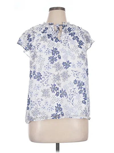 Pre-owned Ann Taylor Loft Short Sleeve Blouse In Blue