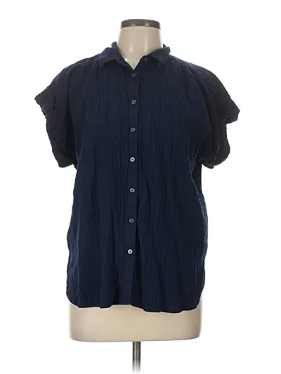 Pre-owned Ann Taylor Loft Short Sleeve Blouse In Blue