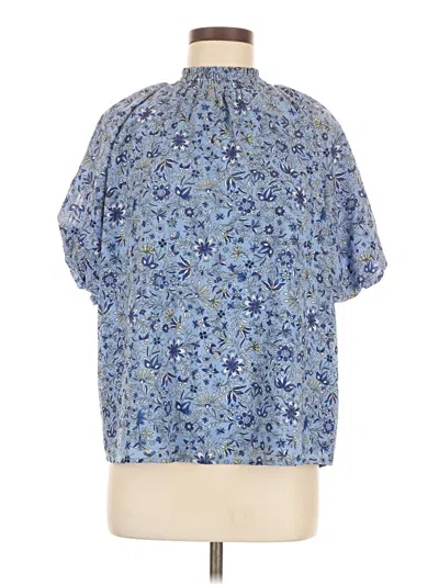 Pre-owned Ann Taylor Loft Short Sleeve Blouse In Blue
