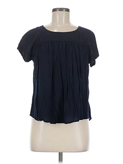 Pre-owned Ann Taylor Loft Short Sleeve Blouse In Blue