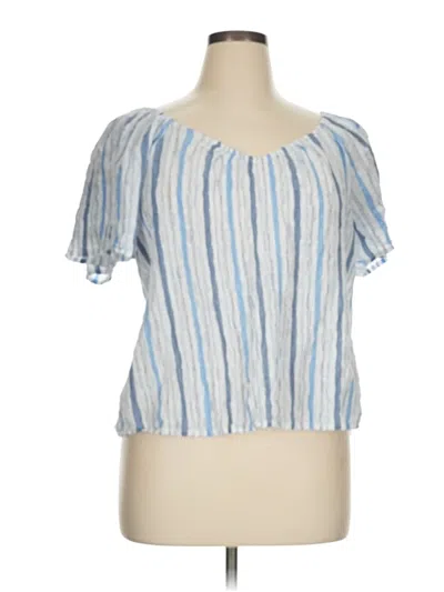 Pre-owned Ann Taylor Loft Short Sleeve Blouse In Blue