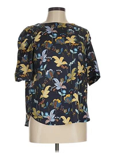 Pre-owned Ann Taylor Loft Short Sleeve Blouse In Blue