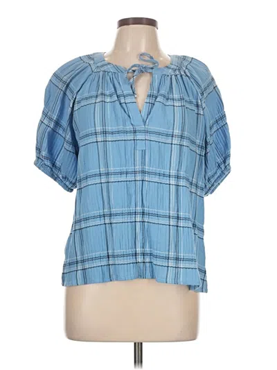 Pre-owned Ann Taylor Loft Short Sleeve Blouse In Blue