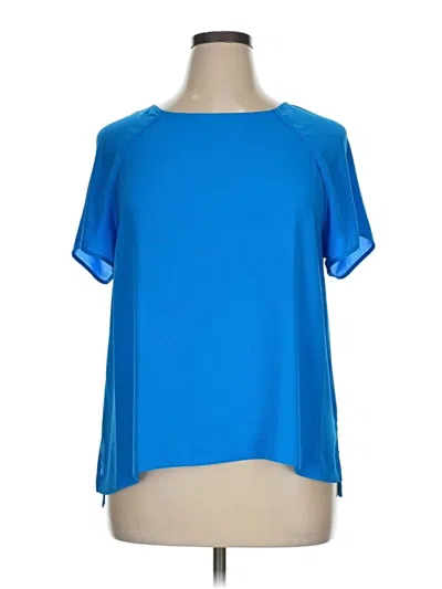 Pre-owned Ann Taylor Loft Short Sleeve Blouse In Blue