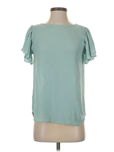 Pre-owned Ann Taylor Loft Short Sleeve Blouse In Blue