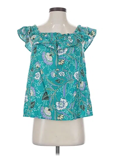 Pre-owned Ann Taylor Loft Short Sleeve Blouse In Blue