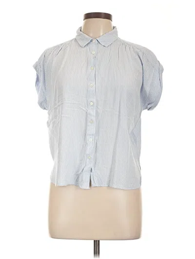 Pre-owned Ann Taylor Loft Short Sleeve Blouse In Blue