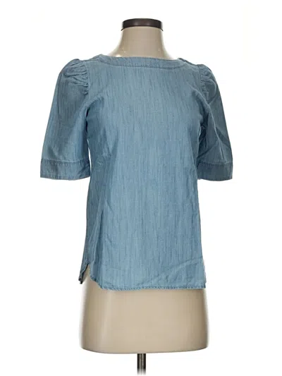 Pre-owned Ann Taylor Loft Short Sleeve Blouse In Blue