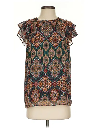 Pre-owned Ann Taylor Loft Short Sleeve Blouse In Blue