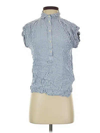 Pre-owned Ann Taylor Loft Short Sleeve Blouse In Blue