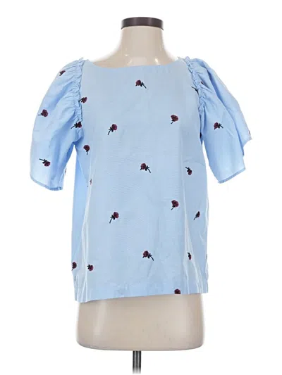 Pre-owned Ann Taylor Loft Short Sleeve Blouse In Blue