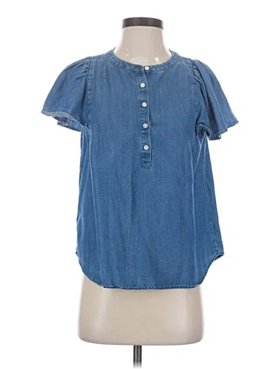 Pre-owned Ann Taylor Loft Short Sleeve Blouse In Blue