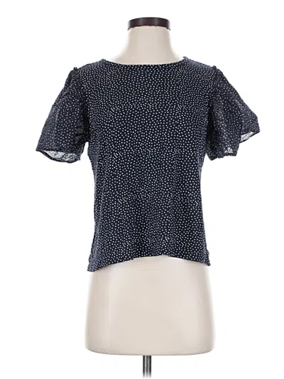 Pre-owned Ann Taylor Loft Short Sleeve Blouse In Blue