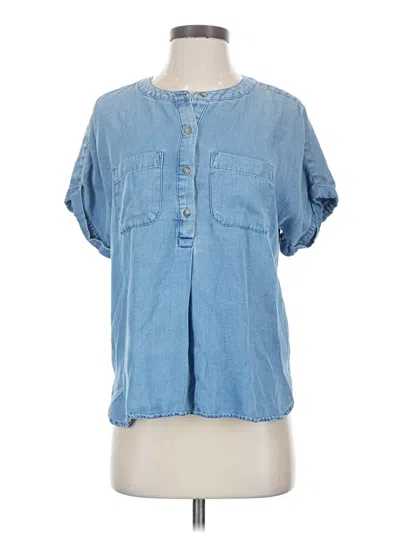 Pre-owned Ann Taylor Loft Short Sleeve Blouse In Blue