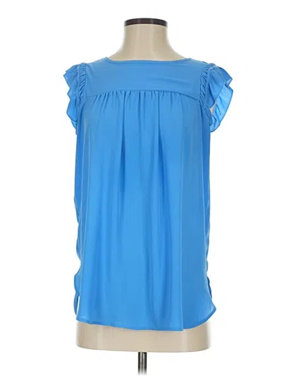 Pre-owned Ann Taylor Loft Short Sleeve Blouse In Blue