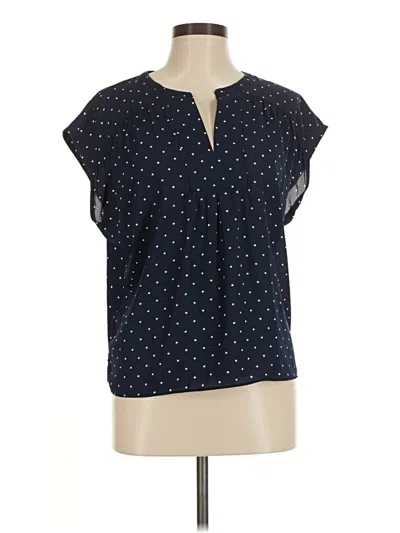 Pre-owned Ann Taylor Loft Short Sleeve Blouse In Blue