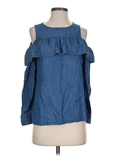 Pre-owned Ann Taylor Loft Short Sleeve Blouse In Blue