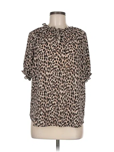 Pre-owned Ann Taylor Loft Short Sleeve Blouse In Brown