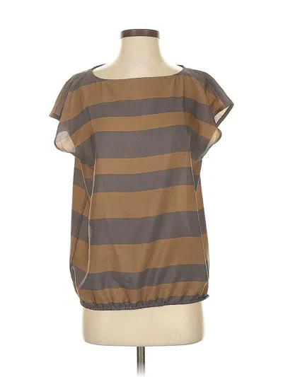 Pre-owned Ann Taylor Loft Short Sleeve Blouse In Brown