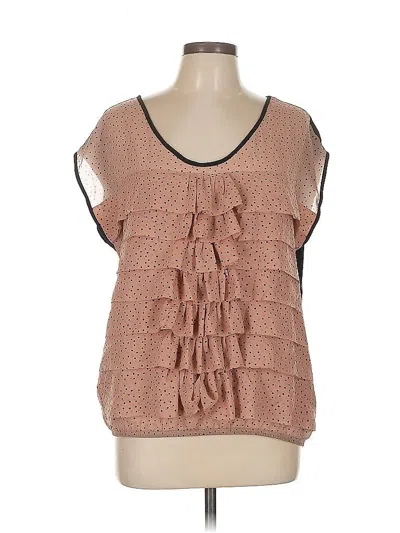 Pre-owned Ann Taylor Loft Short Sleeve Blouse In Brown