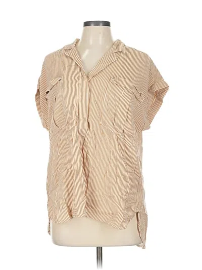 Pre-owned Ann Taylor Loft Short Sleeve Blouse In Brown