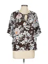 Ann Taylor Loft Short Sleeve Blouse In Brown