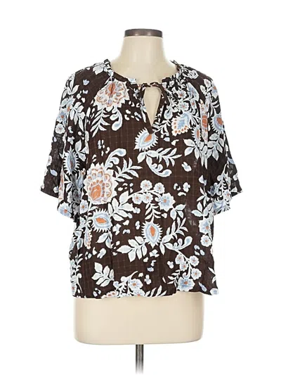 Ann Taylor Loft Short Sleeve Blouse In Brown