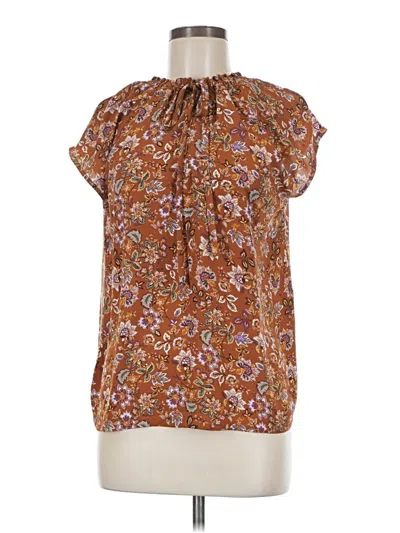 Pre-owned Ann Taylor Loft Short Sleeve Blouse In Brown