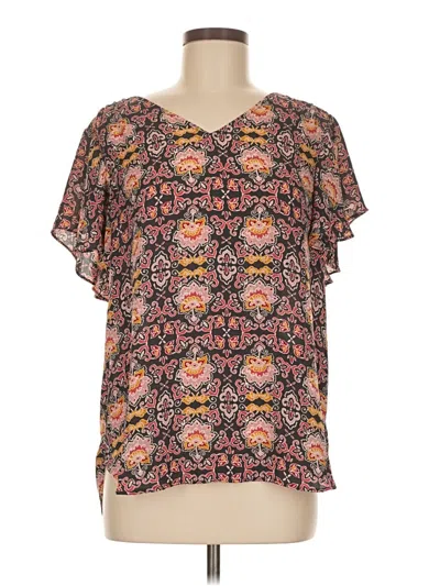 Pre-owned Ann Taylor Loft Short Sleeve Blouse In Brown