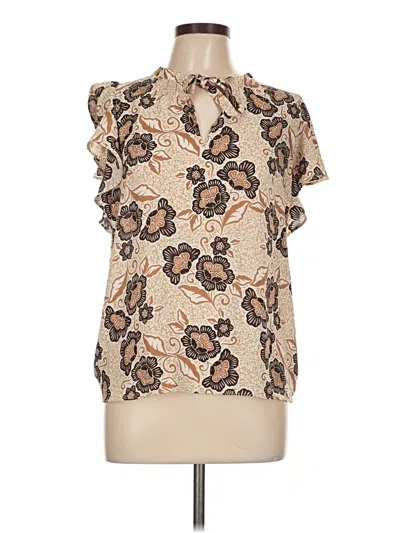 Pre-owned Ann Taylor Loft Short Sleeve Blouse In Brown