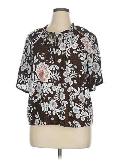 Pre-owned Ann Taylor Loft Short Sleeve Blouse In Brown