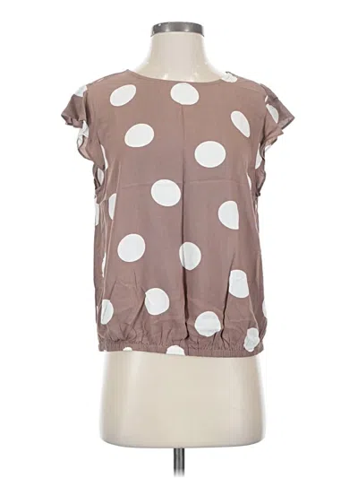 Pre-owned Ann Taylor Loft Short Sleeve Blouse In Brown
