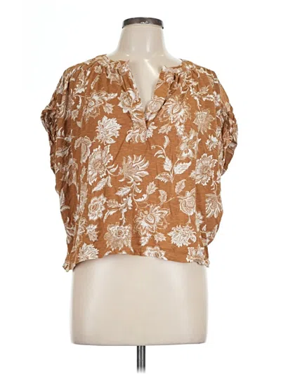 Pre-owned Ann Taylor Loft Short Sleeve Blouse In Brown