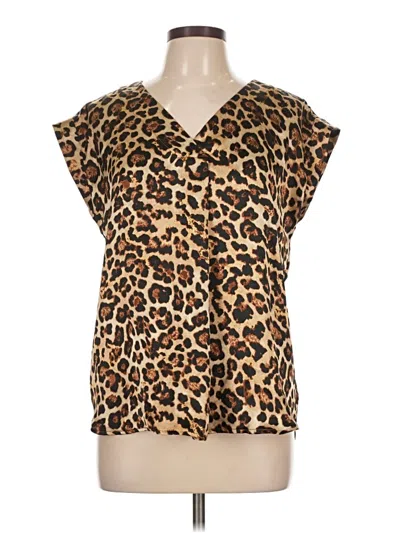 Pre-owned Ann Taylor Loft Short Sleeve Blouse In Brown