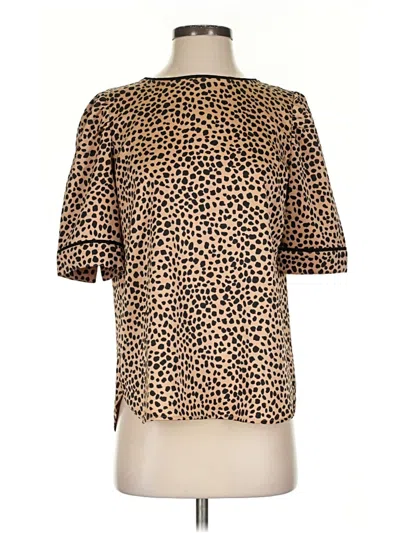 Pre-owned Ann Taylor Loft Short Sleeve Blouse In Brown