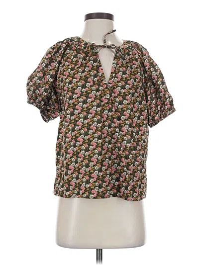 Pre-owned Ann Taylor Loft Short Sleeve Blouse In Brown