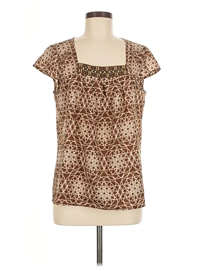 Pre-owned Ann Taylor Loft Short Sleeve Blouse In Brown