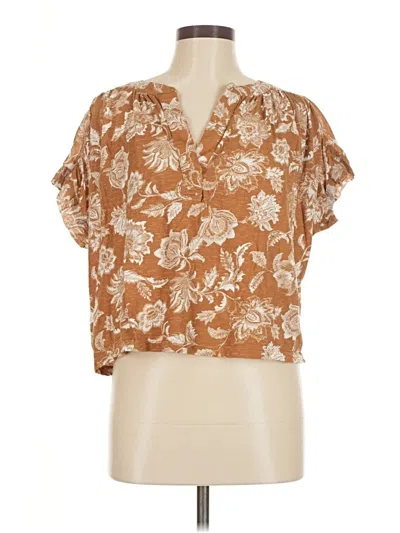 Pre-owned Ann Taylor Loft Short Sleeve Blouse In Brown