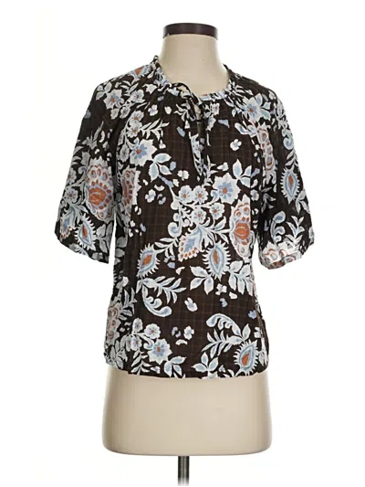 Pre-owned Ann Taylor Loft Short Sleeve Blouse In Brown