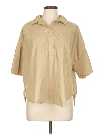 Pre-owned Ann Taylor Loft Short Sleeve Blouse In Brown