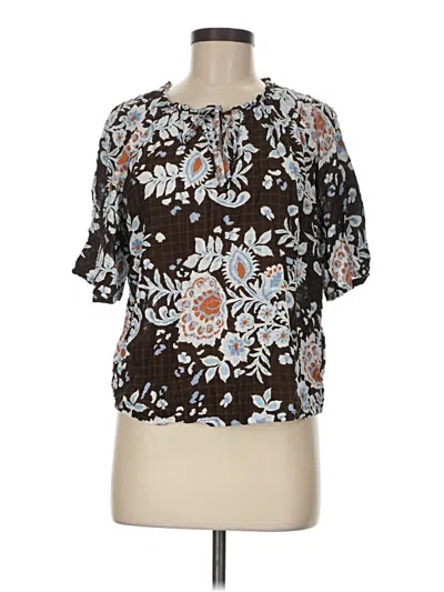 Pre-owned Ann Taylor Loft Short Sleeve Blouse In Brown